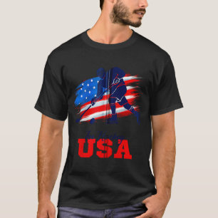 Camiseta Time de Hóquei no Gelo EUA Bandeira Americana Aman