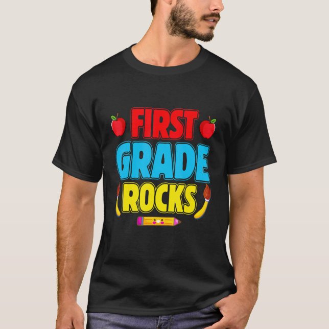 Camiseta Time First Grade Hello 1rua Rocks De Volta A Sch (Frente)