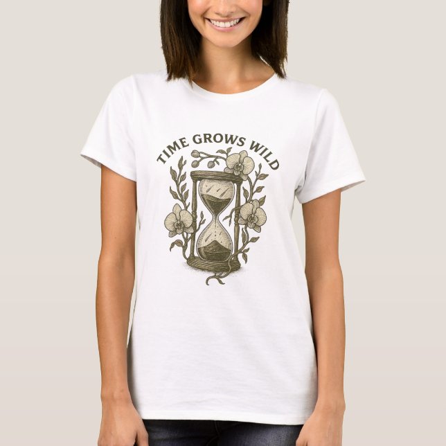 Camiseta Time Grows Wild Hourglass Flora (Frente)