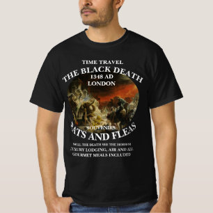 CAMISETA TIME MACHINE VIAGEM LONDON BLACK MORTH PLAGUE 1348