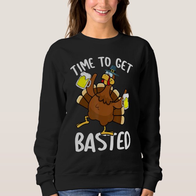 Camiseta Time To Get Basted  Beer Thanksgiving Turkey  Men (Frente)