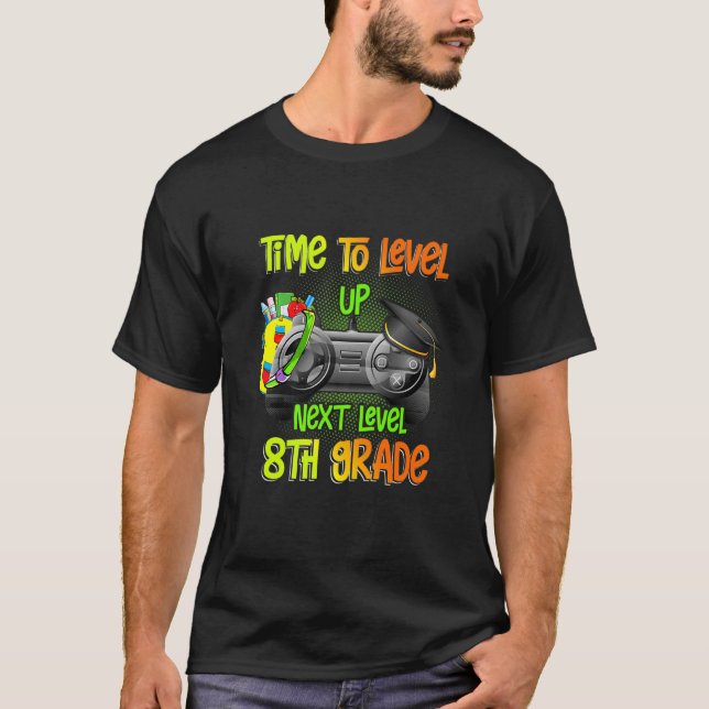 Camiseta Time To Level Up 8th Grade Video Gamer Graduation  (Frente)