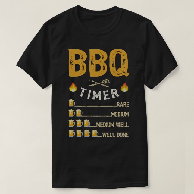 Camiseta Timer de CHURRASCO da Beer Mens Barbecue Funny Gri (Frente do Design)