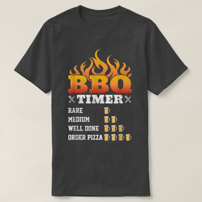 Camiseta Timer Engraçado De CHURRASCO, Barbeque Griling Gri (Frente do Design)