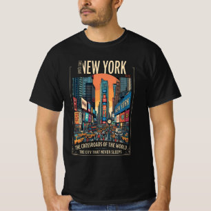 Camiseta Times Square Nova York - Cidade Retro que Nunca Do