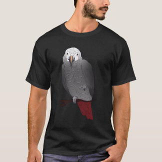 Camiseta Timneh African Cinza Parrot Perching Em Um Ramo