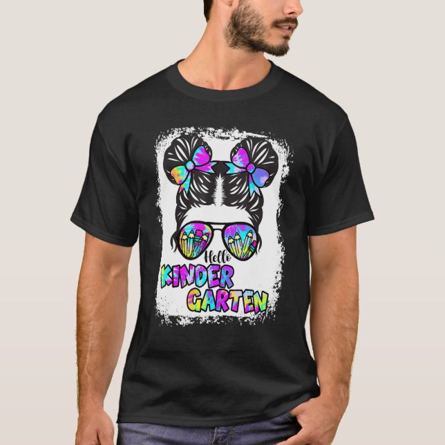 Camiseta Tingimento de Amarração Branqueada Olá Jardim de I (Frente)