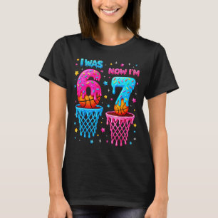 Camiseta Tinha 6 7 Anos de Idade Drip Basquete Aniversário