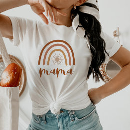 Camiseta TINLEY Boho Queimado Laranja Arco-íris Sol Mamãe
