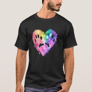 Camiseta Tinta Arco-íris Amor Cachorro Impressão de Pata Co