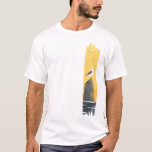 Camiseta Tinta De Cruzamento De Seagull Tranquila