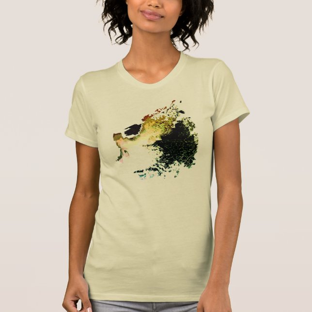 Camiseta Tinta De Pincel De Ar Dourado De Oliva Pequena (Frente)