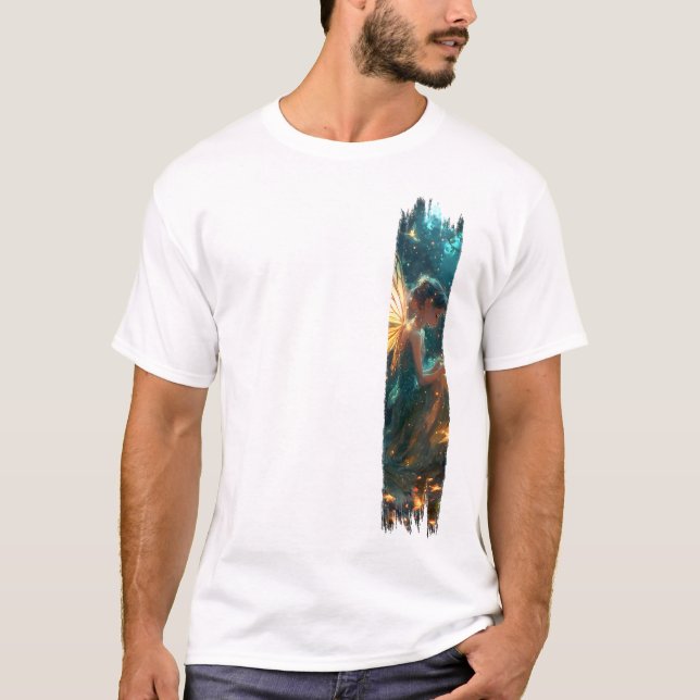 Camiseta Tinta de Pincel de Lixo da Floresta Encantada (Frente)