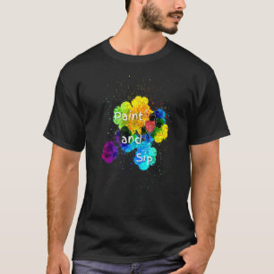 Camiseta Tinta e Sip Party Vinho Tinta arco-íris Bebendo