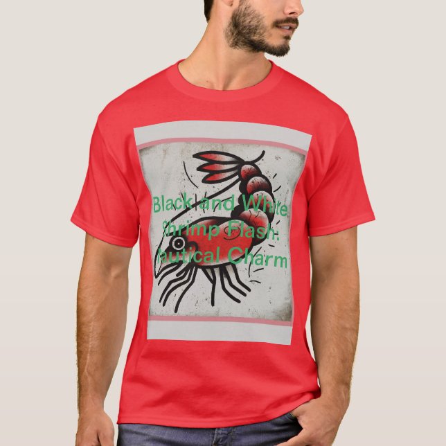 Camiseta Tinta Náutica: Flash de Camarão Clássico (Frente)