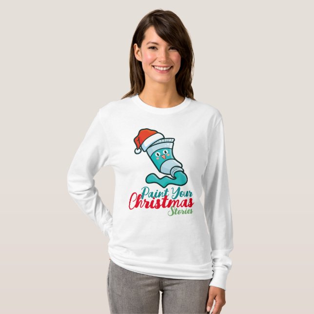Camiseta Tinta personalizável sua história de Natal (Frente Completa)