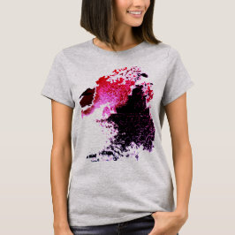 Camiseta Tinta preta de pincel preto de borgonha vermelha e