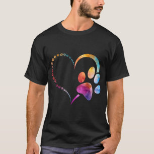 Camiseta Tinta Tie Colorida Impressão de pata de cachorro p