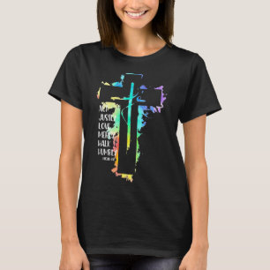Camiseta Tinta Tie Cruz Miquéias 68 Faça Justiça Escritura