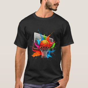 Camiseta Tintas Coloridas Mínimas Salpicos Bola de Basquete