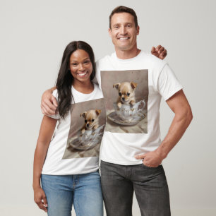 Camiseta Tiny Delight: Chihuahua Puppy em um Teacup