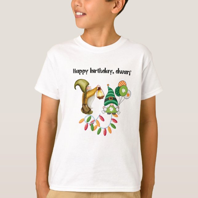 Camiseta  Tiny Elf’s Birthday Joy in Magical Colors (Frente)