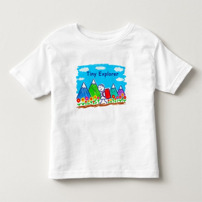 Camiseta Tiny Explorer Stick Figure Hiking Illustration (Frente)