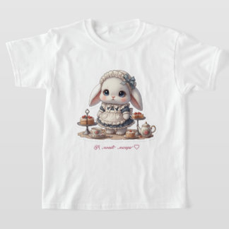 Camiseta Tiny Maid Bunny - Antique Cafe Style Kawaii Art