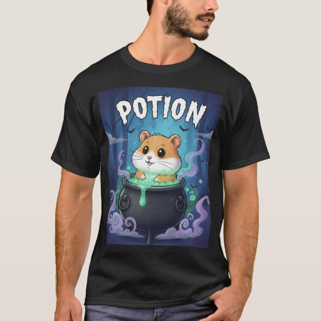 Camiseta TinyFur Potion – Cauldron Hamster Hallowe (Frente)