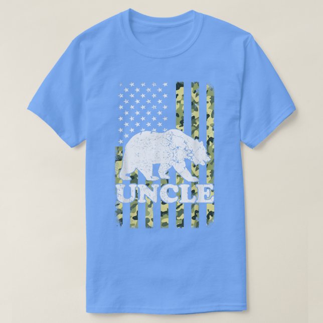 Camiseta Tio Bear Camping Hiking Camouflage EUA (Frente do Design)