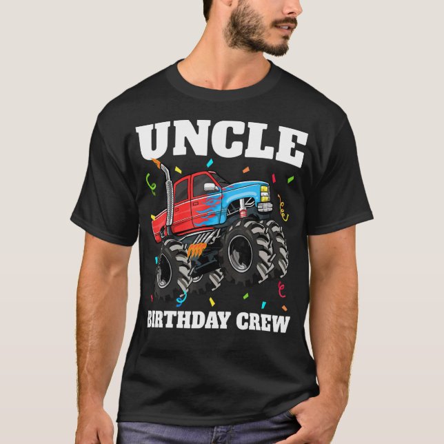 Camiseta Tio Birthday Crew Monster Truck Theme Aniversário (Frente)