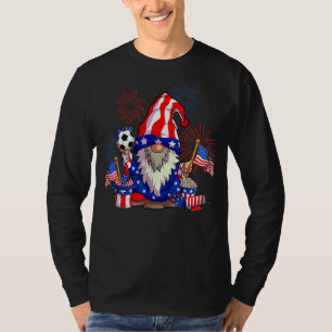Camiseta Tio bom Sam Gnome Soccer Usa Flag Patriótico 4º