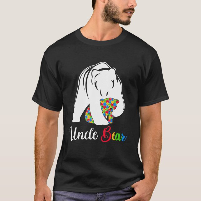 Camiseta Tio Bonito Urso Autismo Conhecimento Família Autis (Frente)