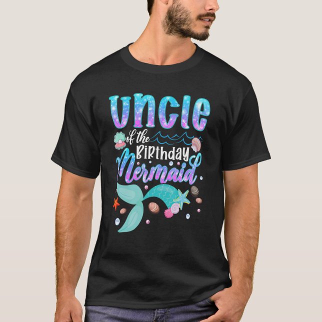 Camiseta Tio Da Família Da Sereia De Aniversário (Frente)