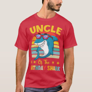 Camiseta Tio Da Família De Aniversário Do Tubarão Que Corre