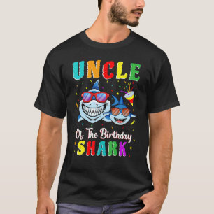 Camiseta Tio Da Família De Aniversário Do Tubarão Que Corre