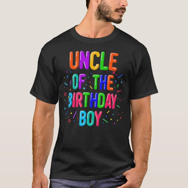Camiseta Tio da Família do Balão do Garoto de Aniversário (Frente)