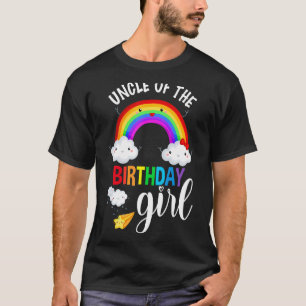 Camiseta Tio da Garota de Aniversário Arco-Íris de B-Day