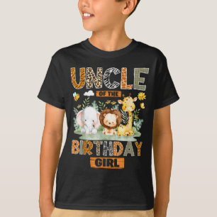 Camiseta Tio da Menina de Aniversário Safari os Animais Sel