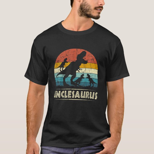 Camiseta Tio Dinossaur Unclesauro 3 Dois Filhos Engraçado P (Frente)