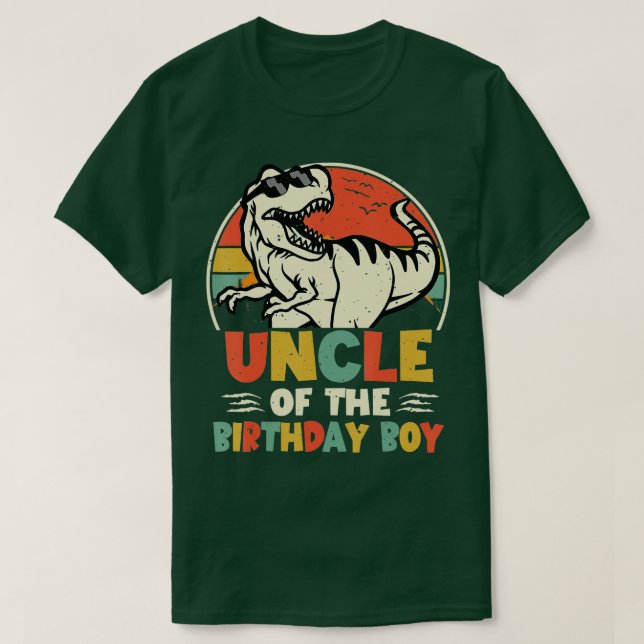Camiseta Tio Dinossauro da Família Aniversário Corresponden (Frente do Design)
