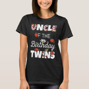 Camiseta Tio Do Aniversário Gêmeos Florais Família Ladybug
