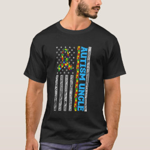Camiseta Tio do Autismo Fita do Puzzle Apoio Orgulho da Fam