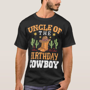 Camiseta Tio do Cowboy de Aniversário Retro Western Rodeio