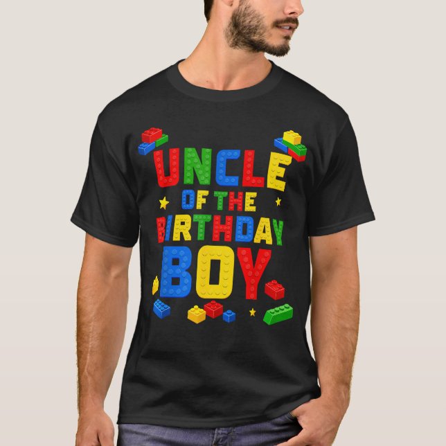 Camiseta Tio Do Menino Do Aniversário Edifício Familiar (Frente)