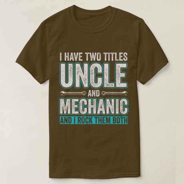 Camiseta Tio e Mecânico Engraçado de Garagem (Frente do Design)