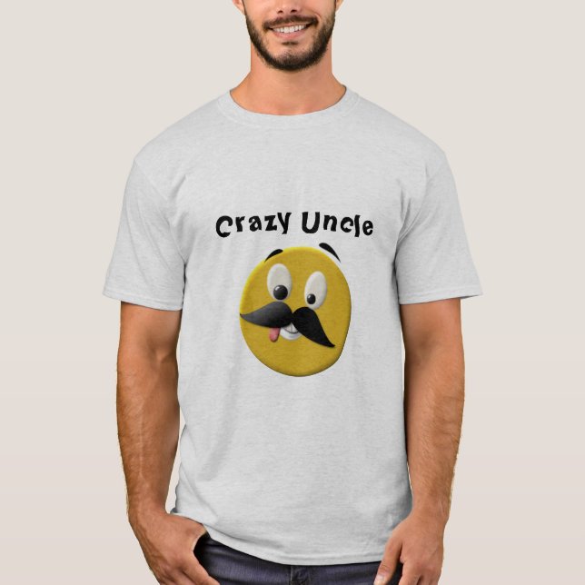 Camiseta Tio Feliz Louco Rosto com bigode (Frente)