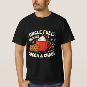 Camiseta Tio Fuel: Biscoitos, Cacau & Caos Natal Divertid