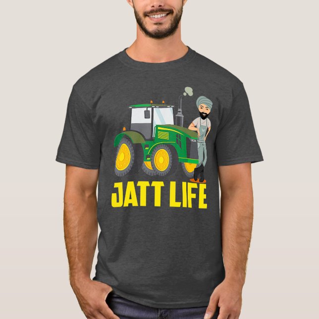 Camiseta Tio Jee Punjabi Farmer Jatt Life Trator (Frente)