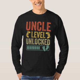 Camiseta Tio Nível Desbloqueado 2023 Gamer Gravidez Tio